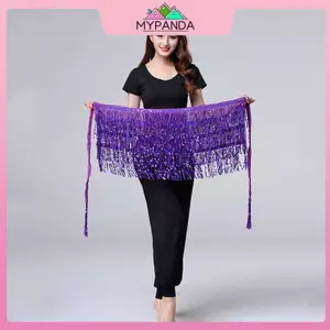 MYPANDA Dance Hip Váy Sequins Viền Váy sel Khăn Hông Váy Rave dành cho Nữ.