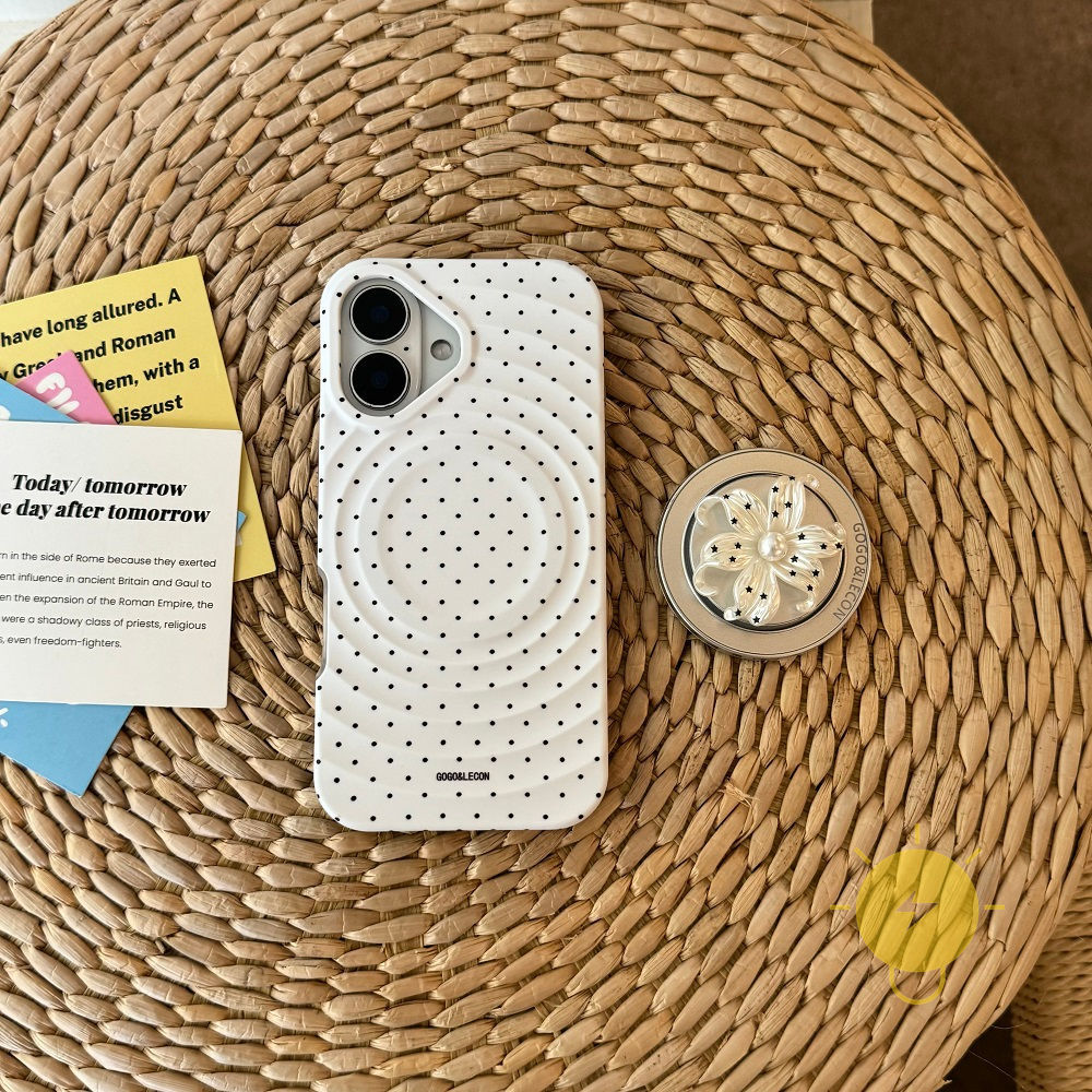 Phone Case For iPhone 17 Pro Max 16 15 14 13 with Griptok TPU Magnetic Polka Dot with Griptok Polka Dot Aesthetic Korean Cute
