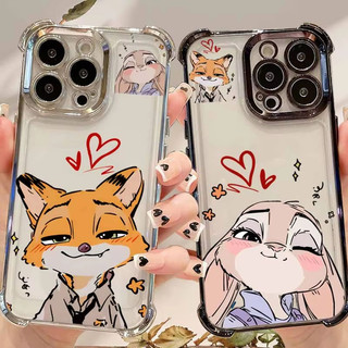 Ốp Lưng Thỏ Cặp Đôi Zootopia Cho Redmi Note 15 14 13 Pro Note 14s 15 15A 15C 4G 5G Mạ Chống Rơi Vỏ Điện Thoại Thoáng Mát