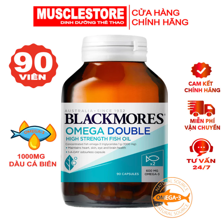 Viên Dầu Cá Omega 3 Blackmores Omega Double High Strength Fish Oil, Bổ Sung Dầu Cá Biển Cô Đặc