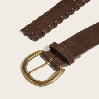 Thắt lưng MIKYCO Retro, Thắt lưng da PU chất liệu mềm màu nâu sang trọng, Thời trang có thể điều chỉnh nâng cao Sense Edge Locking Thắt lưng dệt Trang phục thông thường
