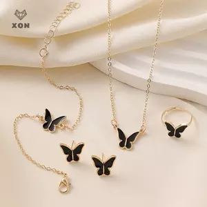 1 Bộ Thời Trang Tinh Tế Đơn Giản Đa Năng Vòng Cổ Vòng Tay Bông Tai Nhẫn Dành Cho Nữ Bé Gái Tiệc Cưới Bộ Trang Sức Quà Tặng [Mina]