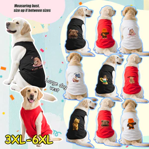 Áo ba lỗ lớn 3XL-6XL, cá heo, in hình gấu che mặt, vải thoải mái, chống nắng, khả năng thở và khả năng giặt máy, Thích hợp cho tất cả các giống chó lớn.