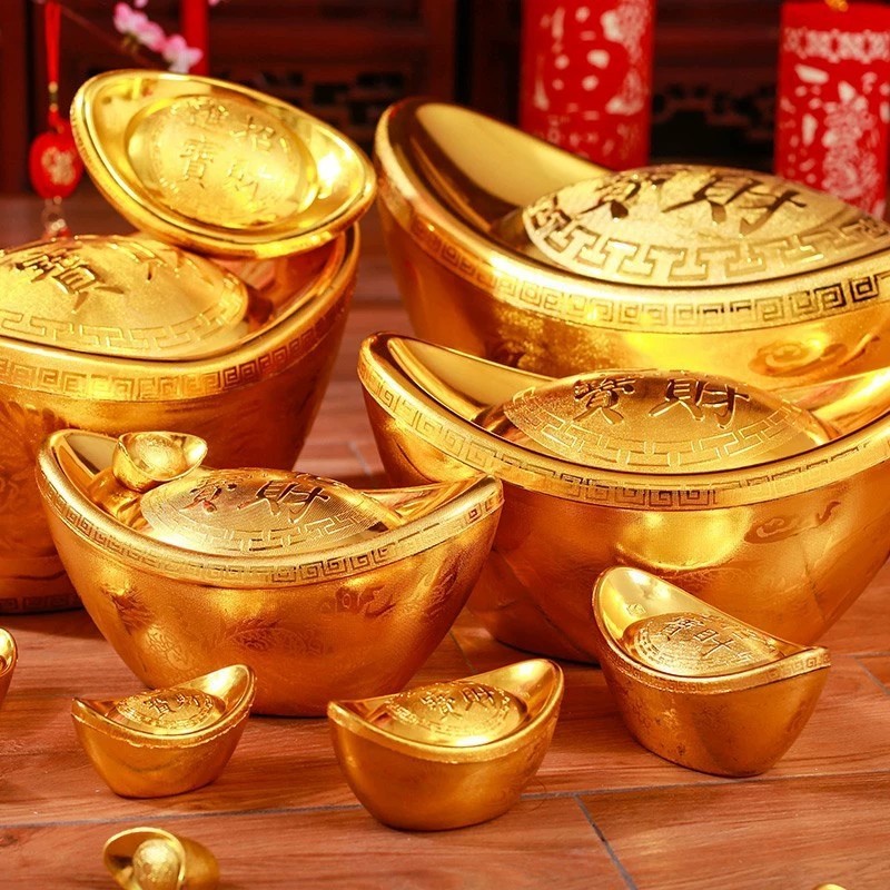 Thỏi vàng may mắn Trang trí rỗng giả Yuanbao chống đỡ để trang trí nhà cửa năm mới của Trung Quốc