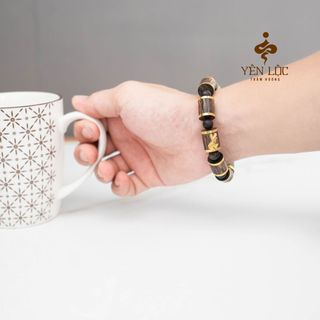 Vòng Trầm Mã Đáo Thành Công Bọc Vàng 8K  - Trầm Hương Sánh Chìm - Mua một tặng một hộp VIP