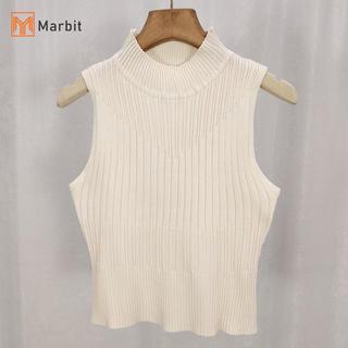 Áo Marbit cổ rùa không tay phong cách Hàn Quốc, màu trơn, phù hợp làm áo cơ bản cho nữ