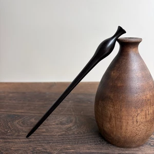 Kẹp tóc WHX-Vase Gỗ Mun Bình gỗ nguyên khối Kẹp tóc bằng gỗ