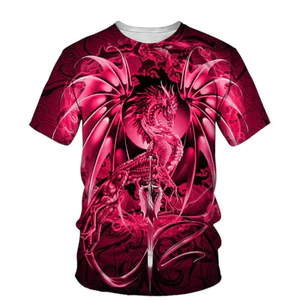 Họa tiết rồng động vật in 3D unisex cổ tròn tay ngắn thoải mái