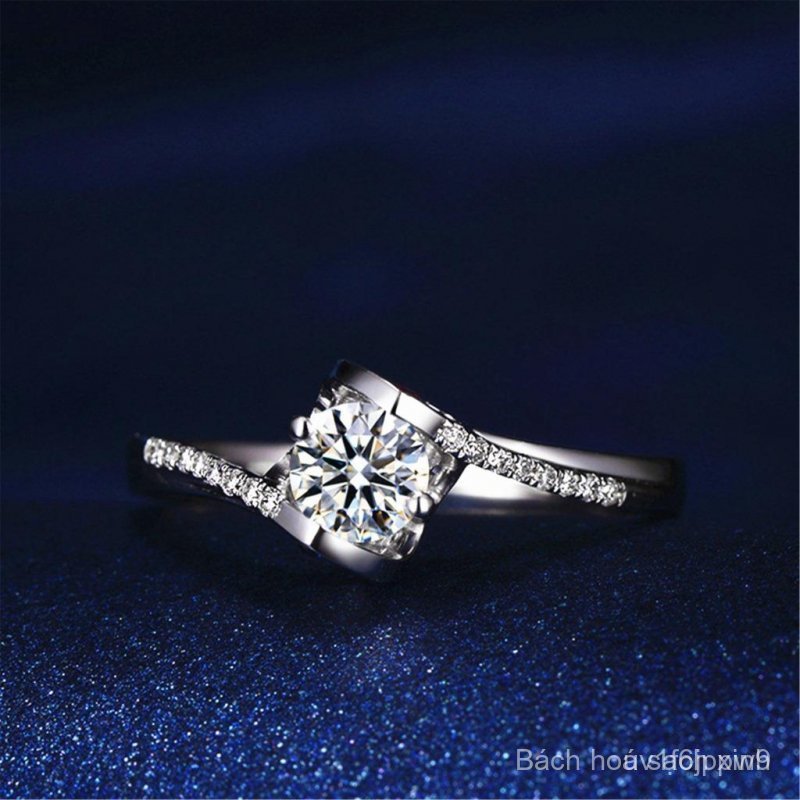 Nhẫn Nữ Moissanite 1 Carat VELOURA - Nụ Hôn Thiên Thần Lấp Lánh Sang Trọng,Có thể điều chỉnh