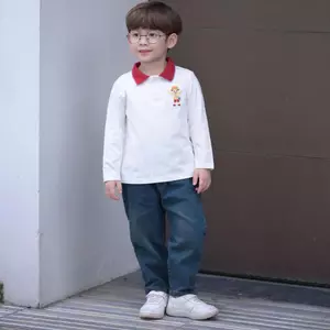 Bộ Quần Áo Bé Trai Polo Cậu Bé Tinh Nghịch Phối Quần Jean – Bộ Thu Đông Dài Tay