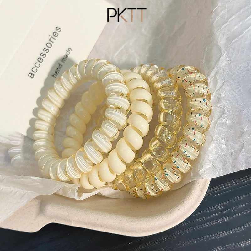 COD Set 4 Dây Cột Tóc Lò Xo Nhiều Màu Sắc Dễ Thương Không Đau Tóc Phụ Kiện Tóc Cho Nữ Và Bé Gái PKTT