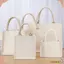 Túi Tote trống có thể gập lại, Túi vải vẽ tay DIY có thể gập lại, Túi đựng đồ đi lại hàng ngày màu be có thể tái sử dụng Túi xách