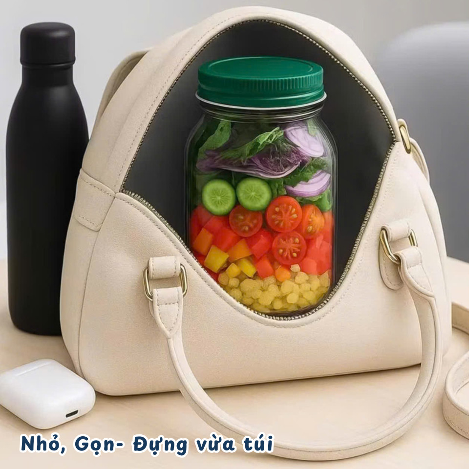 Hộp Salad Healthy Có Ngăn Sốt Riêng – Cốc Đựng Yến Mạch, Trái Cây Nắp Kín Chống Tràn Mang Đi Làm Tiện Lợi