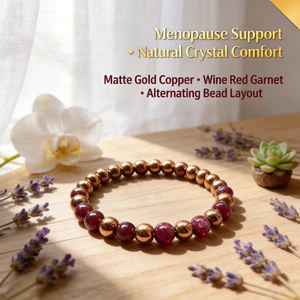 Vòng tay đính cườm Garnet bằng đồng - Garnet màu vàng mờ bằng đồng & rượu vang đỏ