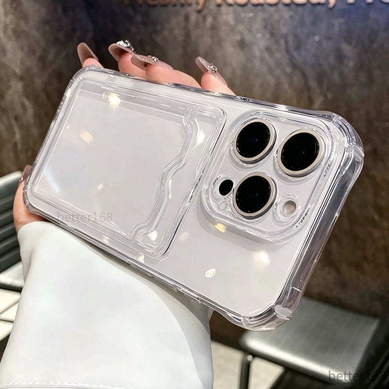 Ốp Lưng cho IPhone 12 13 14 15 16 17 Pro MaxTrong Suốt Có Ngăn Thẻ Chống Rơi Nhiều Màu Sắc Bảo Vệ Camera Cao Cấp