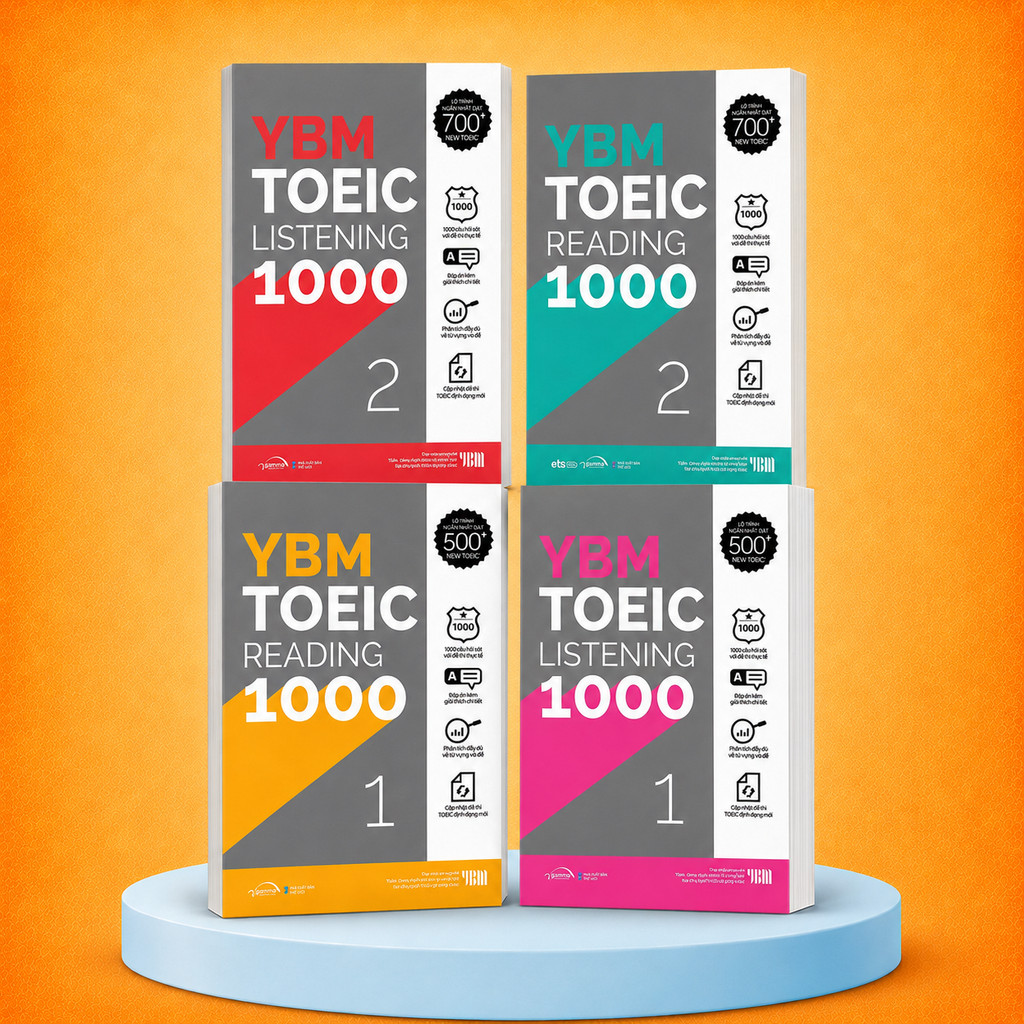 Sách - Combo YBM TOEIC 1000 (Trọn Bộ 4 Cuốn) - Kèm lời giải và hướng dẫn chi tiết (Gamma Books)