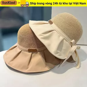 SUNKISSD Nữ Mũ Xô, Du Lịch Ngoài Trời Lớn Vành Rộng Mũ Chống Nắng, Mũ Đi Biển Thời Trang Mùa Hè Nơ Panama Mũ