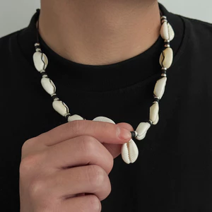 Unisex Hawaii Vỏ Vòng Cổ Handmade Vỏ Tự Nhiên Hạt Dây Đen Bạc Trang Trí 61-70cm Có Thể Điều Chỉnh Bãi Biển Đảng Phong Cách Thường Ngày