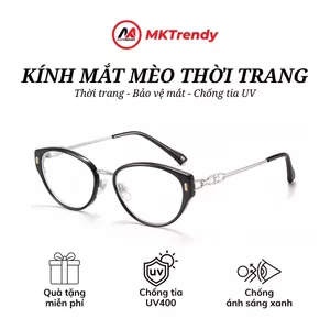 Gọng kính mắt mèo nữ MKTRENDY gọng kim loại chống ánh sáng xanh chống tia UV thời trang K23