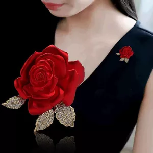 Hoa Hồng Đỏ Thổ Cẩm Nữ Thời Trang Hợp Kim Cảm Thấy Chống chói Phụ Kiện Phù Hợp Với Cổ Pin Đường Cổ