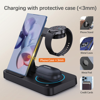 SHEREN Bàn sạc nhanh sạc không dây ba trong một từ tính gấp Wireless Charger For Samsung