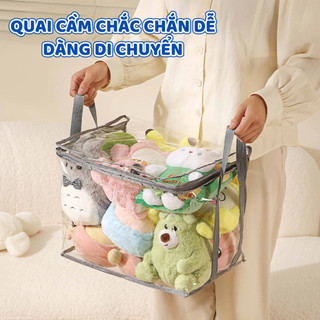 Túi đựng lưu trữ sách, vở, truyện, thú bông, chất liệu PVC trong suốt, có khóa kéo, dễ quan sát, chống bụi bẩn