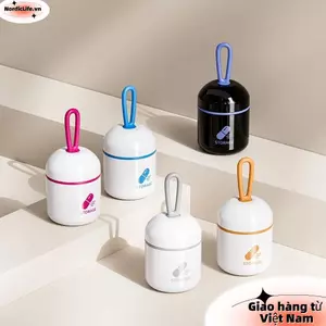 Hộp đựng thuốc di động NORDICLIFE, Hộp đựng thuốc nhựa chống ẩm, Thiết kế tay cầm Mini Hộp đựng thuốc hai ngăn Hộp đựng thuốc