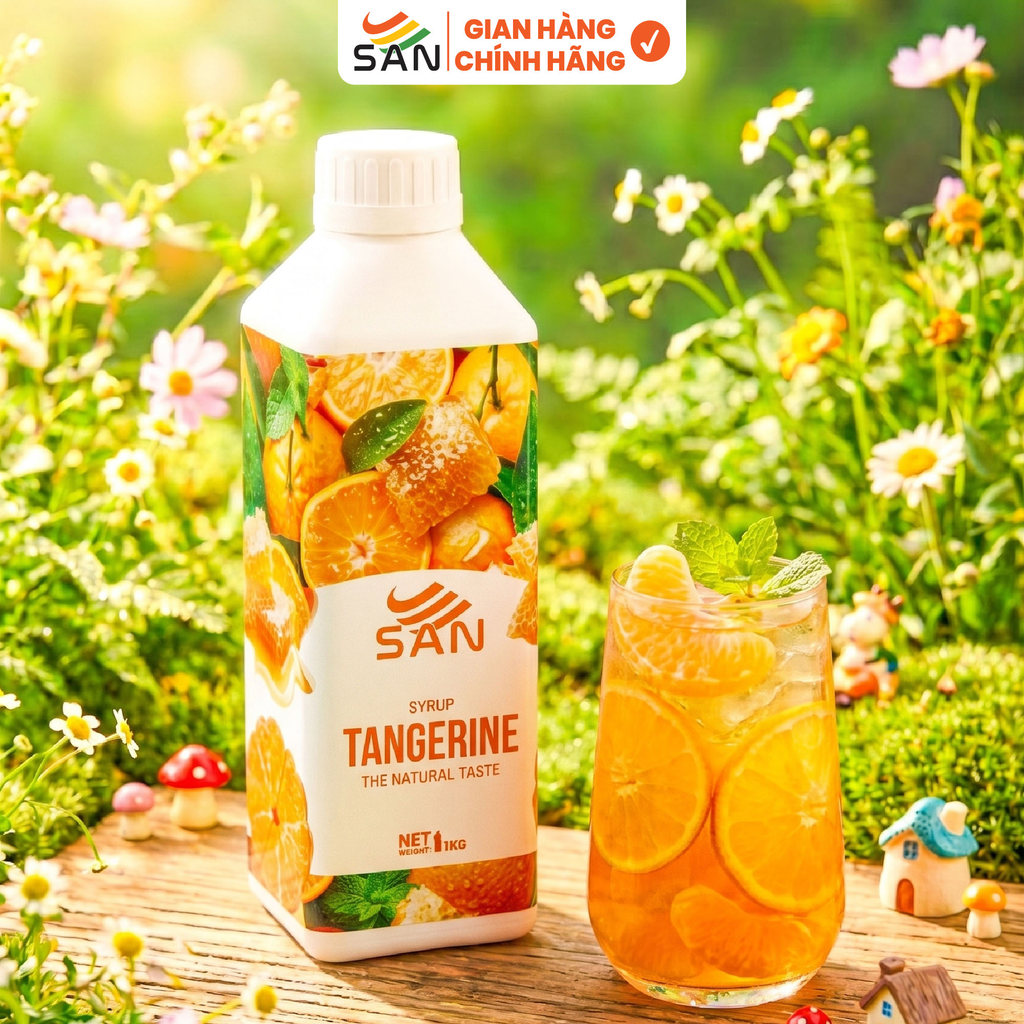 Syrup/siro QUÝT SAN chai 1kg, có mẫu thử 100ml, tặng công thức pha chế, hương thơm, màu sắc nổi bật