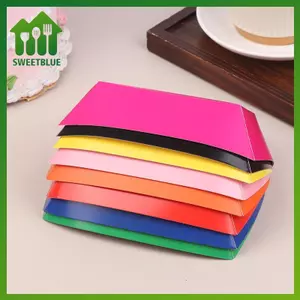 SWEET 50 Chiếc Giấy Nhiều Màu Sắc Thực Phẩm Thuyền Khay Giấy Dùng Một Lần Thuyền Hộp Đựng Mini Kraft Thực Phẩm Phục Vụ Khay Thuyền Sinh Nhật Đám Cưới n