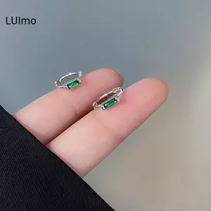 LUImo Ngọc Lục Bảo Xanh Vòng Bông Tai Nữ Thời Trang Nhiều Màu Sắc Vòng Tròn Bông Tai Trang Sức Hàng Ngày SBS