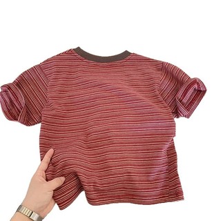 Áo thun ngắn tay sọc mềm mại cho bé trai Mùa hè phong cách mới Cotton nguyên chất Thoải mái thoáng khí tay áo hàng đầu