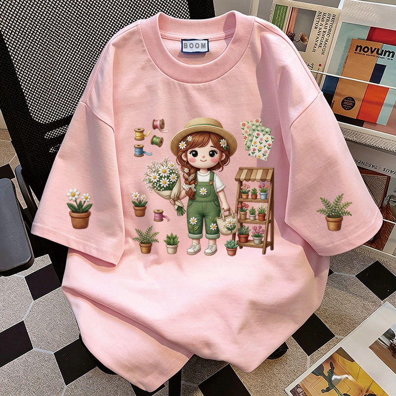 BOOM Áo thun nữ kiểu hàn quốc form rộng tay lỡ cổ tròn cotton Mát-Hè hot trend in cách dễ thương Áo phông form vừaF070