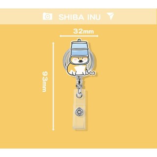 Móc - Kẹp bảng tên HSSV, nhân viên có thể kéo dãn - yoyo nhựa acrylic họa tiết Corgi M12