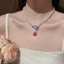 Vòng cổ hoa NICOLOO 2pca, Mặt dây chuyền dâu tây Vòng cổ bện nhiều lớp, Dây chuyền hạt mô phỏng Acrylic thời trang mùa hè