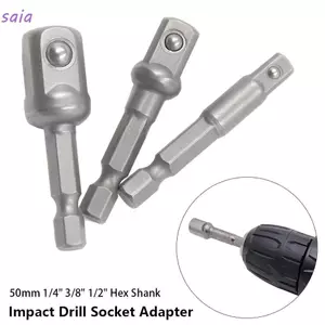 SAIA 3 Cái / bộ Ổ Cắm Bit Adapter, Đầu Vuông Chrome Vanadi Thép Tác Động Khoan Ổ Cắm Adapter, Bền 1 / 4 "3 / 8" 1 / 2 "Hex Shank 50mm Thanh Ổ Cắm Adapter Phụ Kiện Dụng Cụ Điện