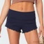MAPLEPOET-Quần short có gân dành cho nữ Váy thường ngày Viền gấp lưng Quần short Mini co giãn