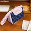 Túi trang điểm FAVORITEGOODS, Túi xách vải dung tích lớn, Túi trang điểm ba lớp hoa tím dành cho nữ bé gái