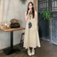 Váy rộng không tay cỡ lớn cho kỳ nghỉ bên bờ biển có túi lớn, váy dài chữ A kaki