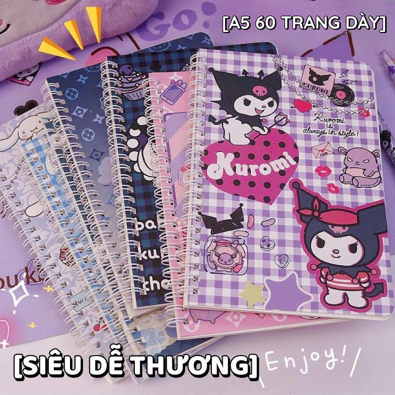 Sổ Lò Xo A5 cute 60 Trang Vở Kẻ Ngang– Sổ Tay Ghi Chú Hoạt Hình Cute Dành Cho Học Tập & Làm Việc