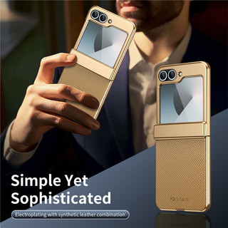 Kết cấu viền vàng bản lề full Case Funda cho Samsung Galaxy z flip 7 6 5 4 3 có vỏ màng thép