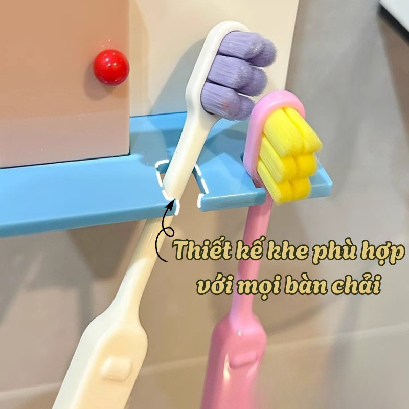 Giá Treo Bàn Chải Đánh Răng , Giá Nhỏ Gắn Tường Không Cần Đục Lỗ, Kèm Cốc Rửa Mặt Tiện Lợi
