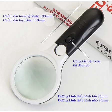 【COD】"Kính lúp độ phóng đại cao 20X/45X, kèm đèn LED chiếu sáng, dạng cầm tay giúp quan sát sách báo, linh kiện dễ dàng.