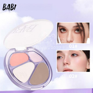 BABI Phấn highlight 4 màu Contour Blush Phấn mắt tất cả trong một Bảng phấn highlight làm sáng khuôn mặt tự nhiên