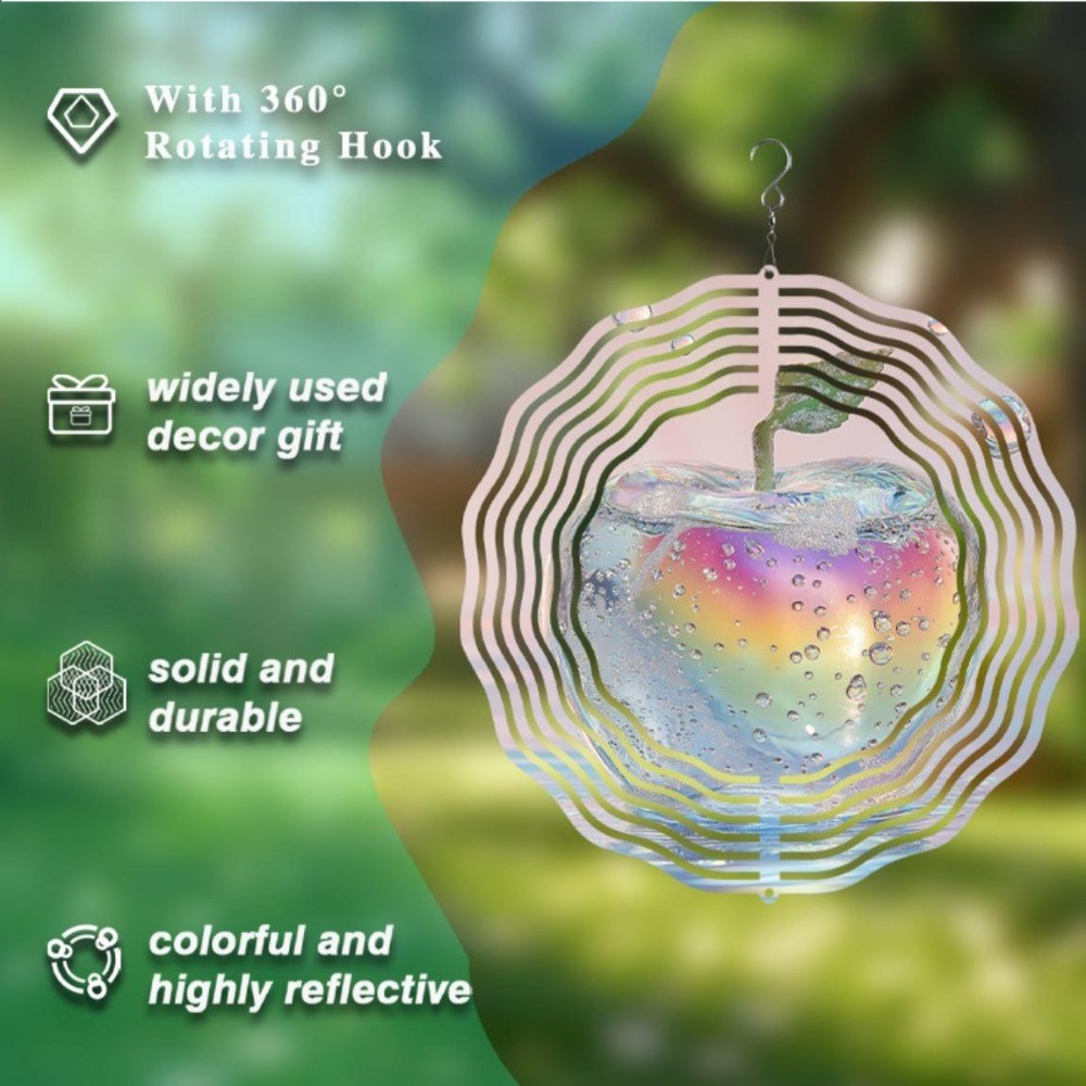 2DRainbow Halo Apple Wind Spinner Kim Loại Trang Trí Sân Vườn Cho Trong Nhà Ngoài Trời Tất Cả Các Mùa Trang Trí Ngày Lễ Giáng Sinh Phục Sinh