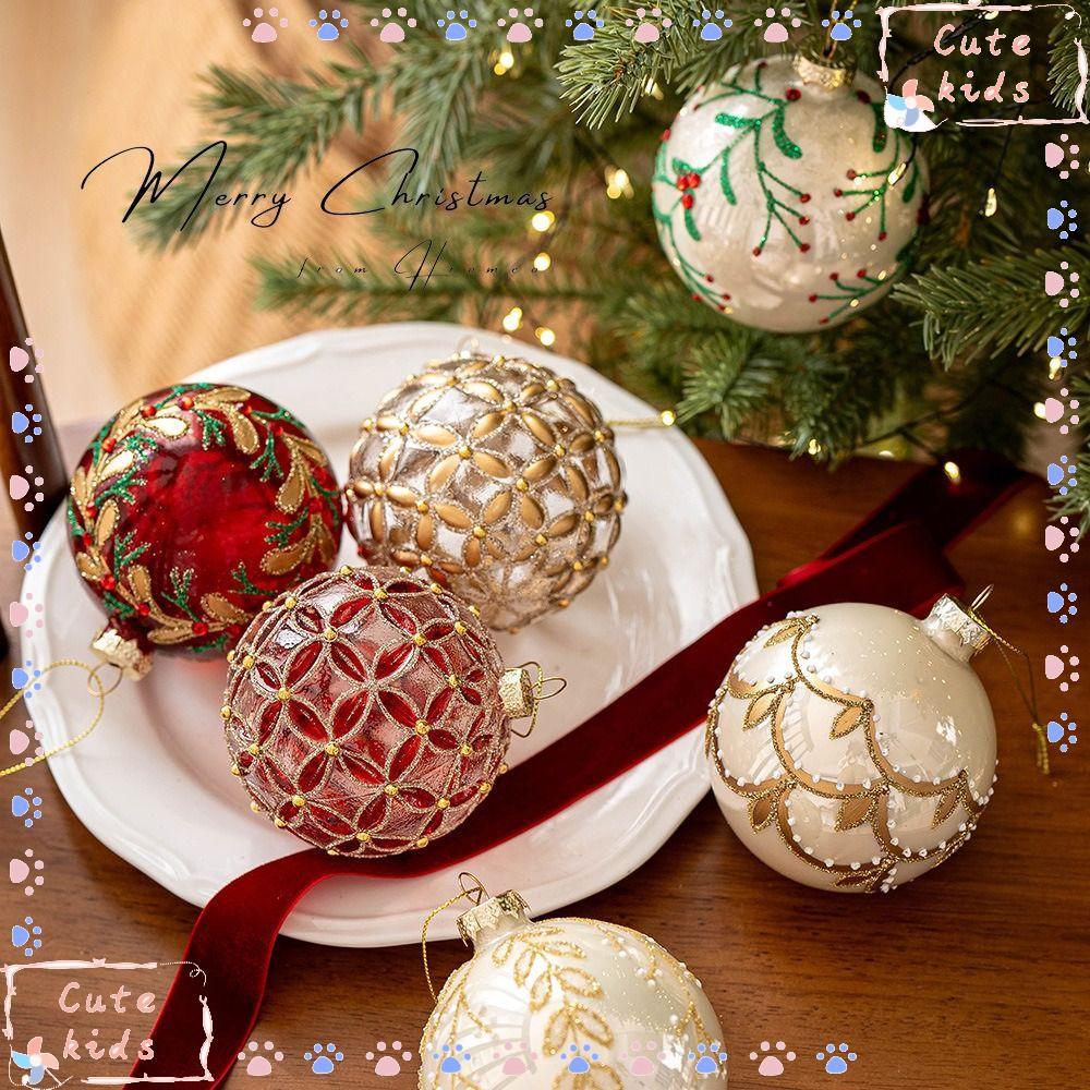 Bộ bóng Giáng sinh TPKSF98, Quả bóng cây thông Noel bằng thủy tinh 8cm, Thời trang Suspensable 6 màu Xmas Baubles Home