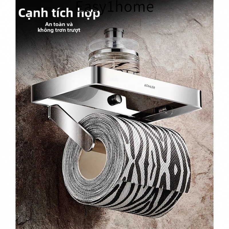 【 KOHLER 】 Giá đỡ khăn giấy bằng đồng và thép không gỉ, giá đỡ giấy vệ sinh, giá đỡ cuộn giấy vệ sinh, không cần khoan