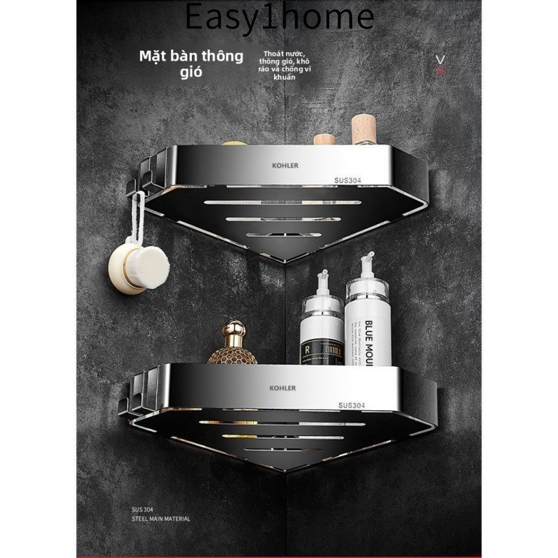 【 KOHLER 】Giá đỡ vòi sen không cần khoan cho bếp và phòng tắm cổ điển bằng thép không gỉ 304, hoàn thiện gương 8K, kệ gó