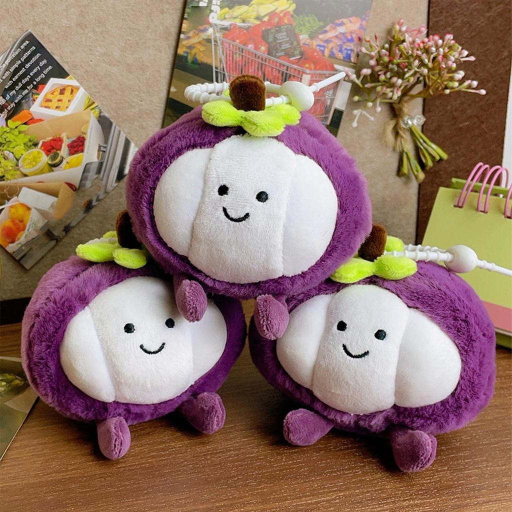 Đồ chơi nhồi bông trái cây dễ thương, móc khóa đồ chơi sang trọng măng cụt wipqsvn