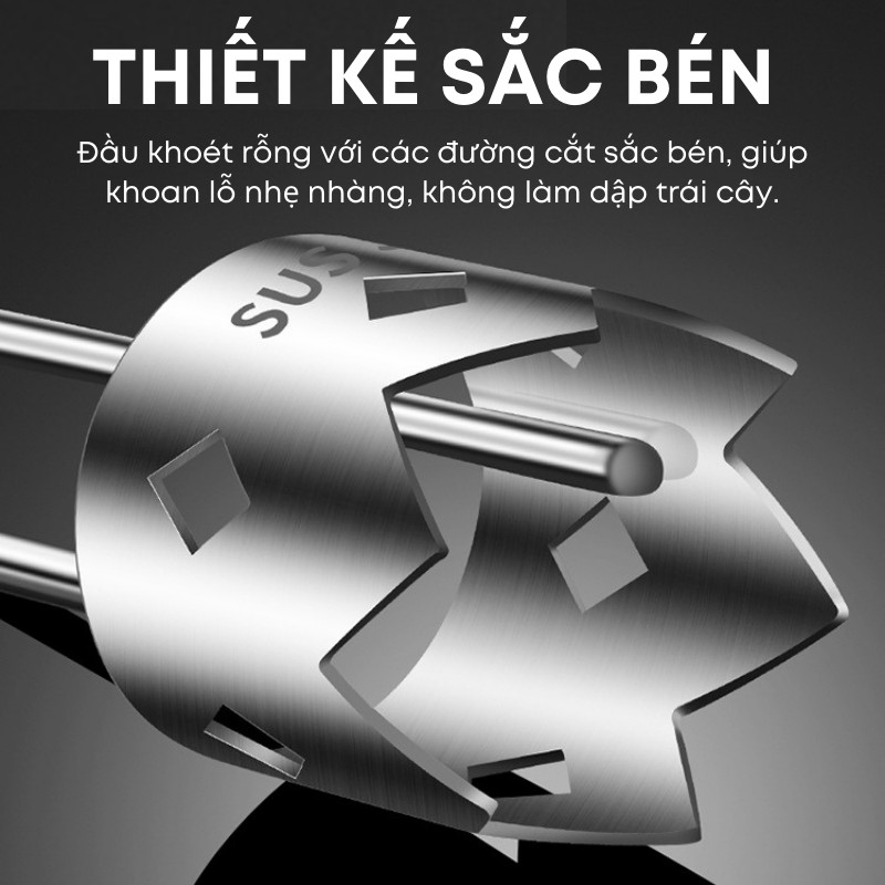 Dụng Cụ Lấy Lõi Trái Cây Inox 304 Cao Cấp KOOBEE – Khoét Rỗng Táo Lê Ớt, Nhấn Xoay Tháo Lõi Nhanh Gọn | 358