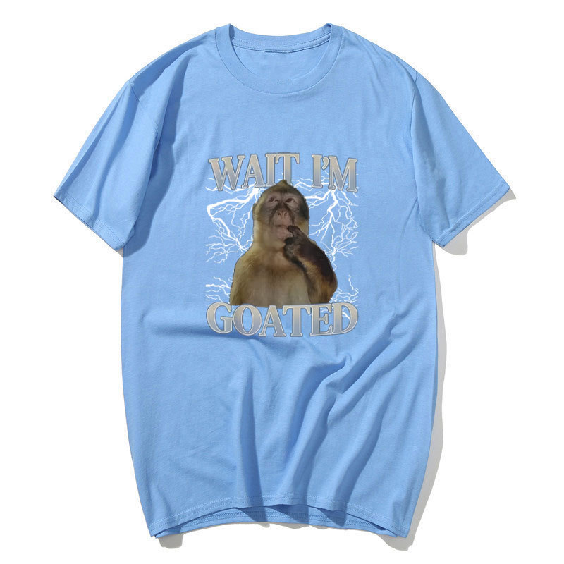 Áo sơ mi tay ngắn nam nữ, họa tiết meme khỉ ngộ nghĩnh, 100% cotton